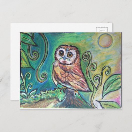 Whimsical Owl Briefkaart (Voorkant / Achterkant)