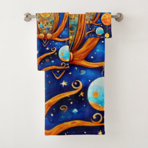 Whimsical Owl Celestials: Sterren, Maan, Planeten Bad Handdoek
