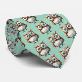 Whimsical Owl Custom Necktie Tie Stropdas (Opgerold)