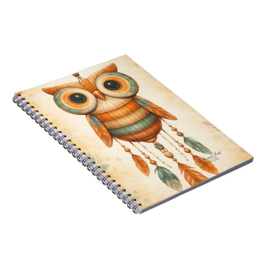Whimsical Owl Dreamcatcher Boho Notitieboek (Rechterzijde)