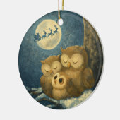 Whimsical Owl Family Christmas Eve Baby Owlet Keramisch Ornament (Links)