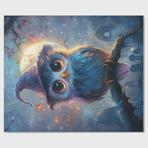 Whimsical Owl in het Pet van de heks met volle maa Cadeaupapier