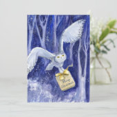 Whimsical Owl Kerstblauw-violet waterverf Feestdagenkaart (Staand voorkant)