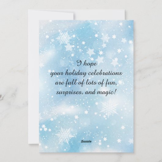 Whimsical Owl Kerstblauw-violet waterverf Feestdagenkaart (Achterkant)