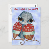 Whimsical Owl met Attitude Briefkaart (Voorkant / Achterkant)
