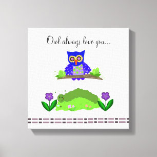 Whimsical Owl met Gezegde Canvas Afdruk
