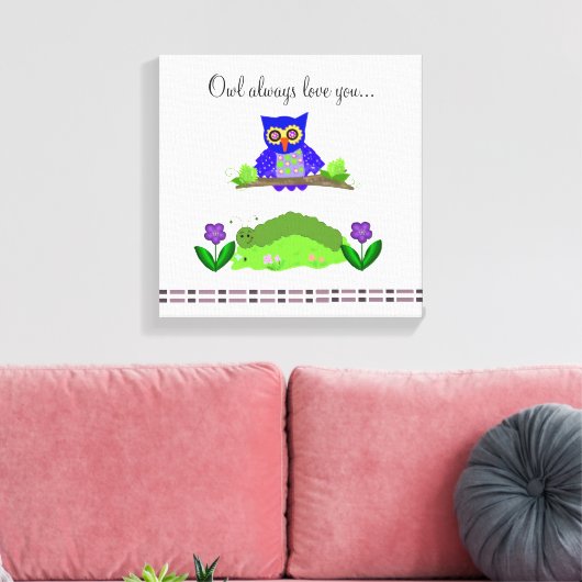 Whimsical Owl met Gezegde Canvas Afdruk (Insitu (Woonkamer))
