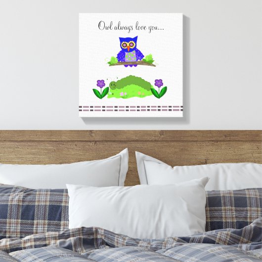 Whimsical Owl met Gezegde Canvas Afdruk (Insitu (Slaapkamer))
