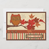 Whimsical Owl on Branch Thanksgiving Kaart (Voorkant)