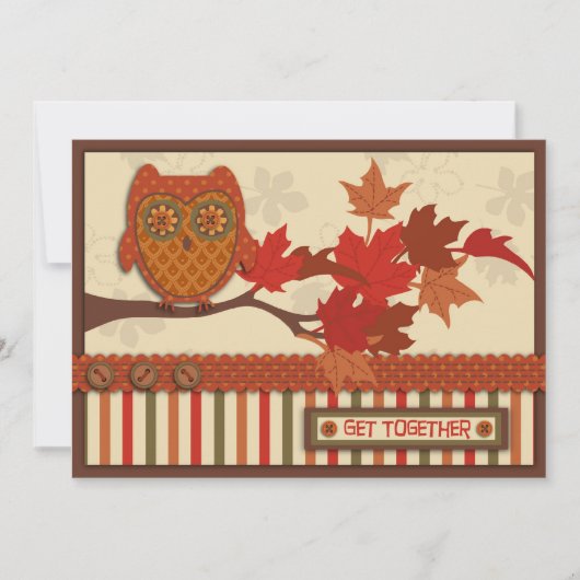 Whimsical Owl on Branch Thanksgiving Kaart (Voorkant)