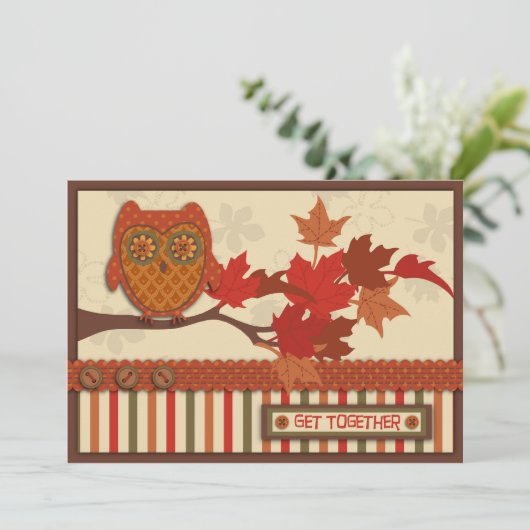 Whimsical Owl on Branch Thanksgiving Kaart (Staand voorkant)