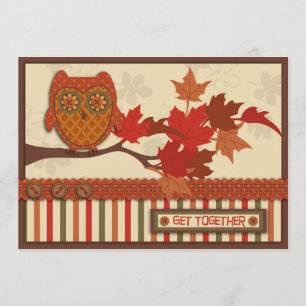 Whimsical Owl on Branch Thanksgiving Kaart