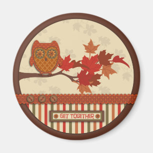 Whimsical Owl on Branch Thanksgiving Magneet
