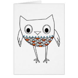 Whimsical Owl Oranje Blue Black Woodland Creats