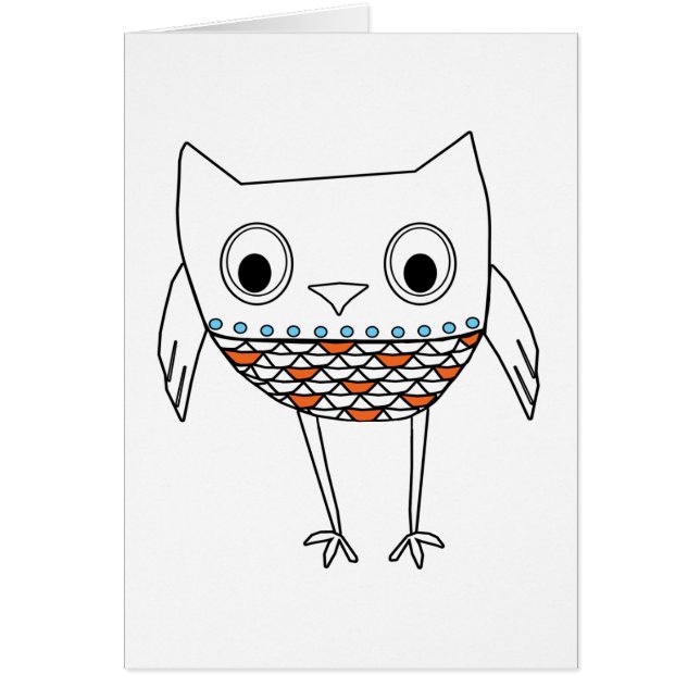 Whimsical Owl Oranje Blue Black Woodland Creats (Voorkant)