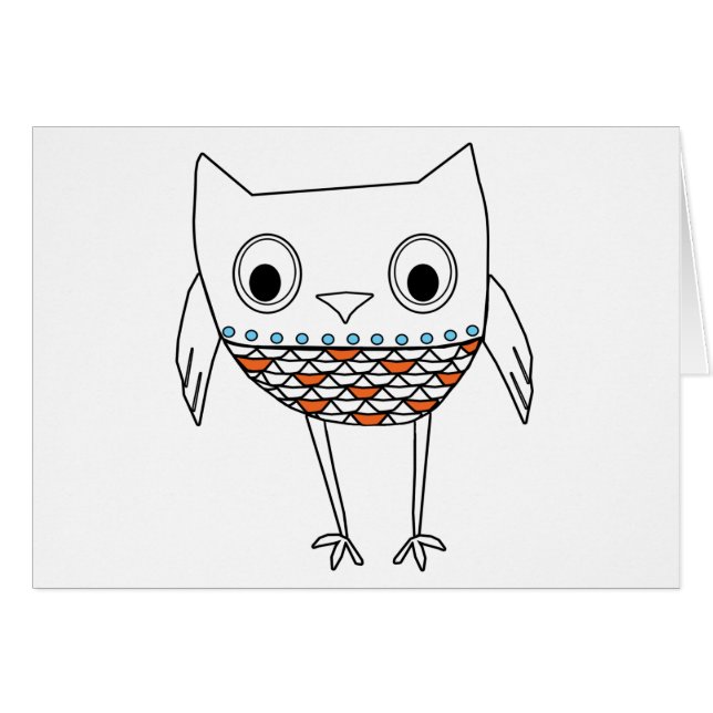 Whimsical Owl Oranje Blue Black Woodland Creats (Voorkant Horizontaal)
