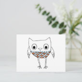 Whimsical Owl Oranje Blue Black Woodland Creats Briefkaart (Staand voorkant)