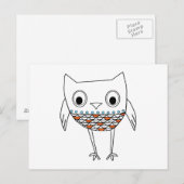 Whimsical Owl Oranje Blue Black Woodland Creats Briefkaart (Voorkant / Achterkant)