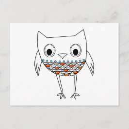 Whimsical Owl Oranje Blue Black Woodland Creats Briefkaart