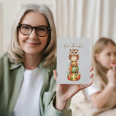 Whimsical Owl & Patchwork Pumpkins Kaart