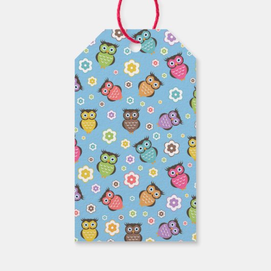 Whimsical Owl Patroon Cadeaulabel (Achterkant)