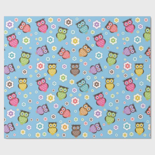 Whimsical Owl Patroon Cadeaupapier (Vlak)