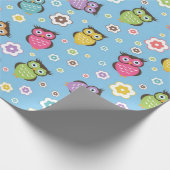 Whimsical Owl Patroon Cadeaupapier (Hoek)