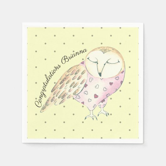 Whimsical Owl Personalized Servet (Voorkant)