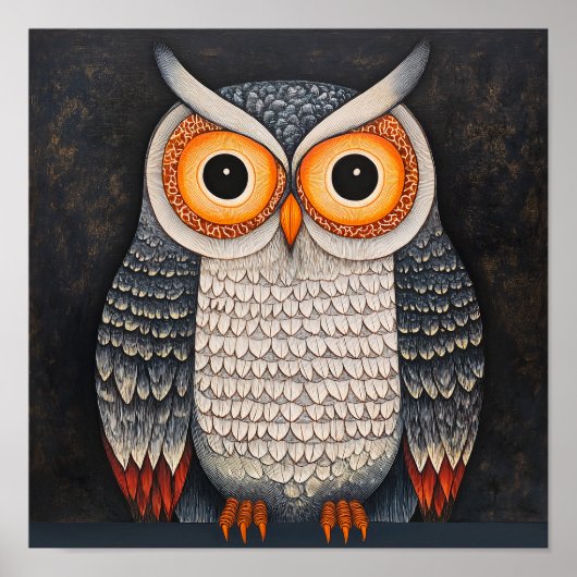 Whimsical Owl Square Print (Voorkant)