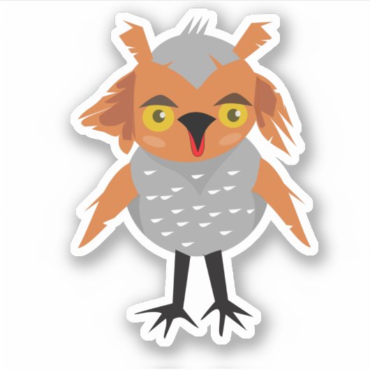 Whimsical Owl Sticker (Voorkant)