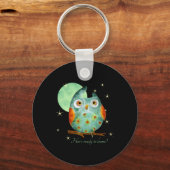 Whimsical Owl Watercolor Style Name School On Back Sleutelhanger (Voorkant)