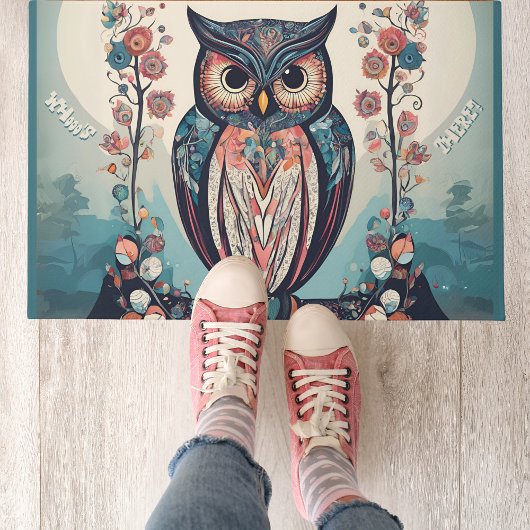 Whimsical Owl Welkom deur mat