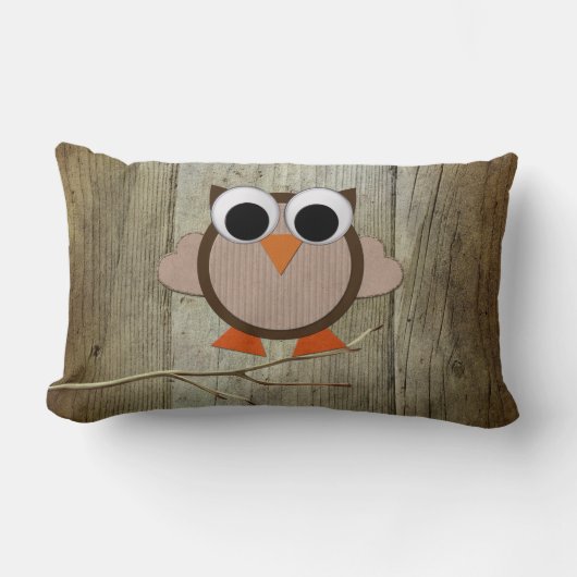 Whimsical Owl & Wood Kussen (Voorkant)