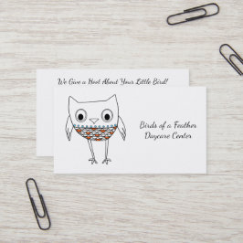 Whimsical Owl Woodland Creatures, Daycare Centre Visitekaartje