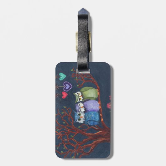 Whimsical Owls - Basking in the Midnight Sparkle Bagagelabel (Achterkant verticaal)