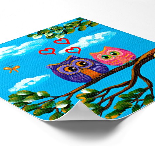 Whimsical Owls in Love Kunst Creationarts Poster (Hoek)