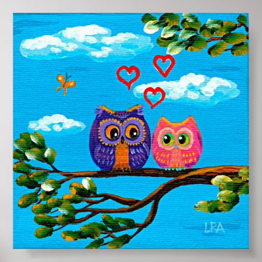 Whimsical Owls in Love Kunst Creationarts Poster (Voorkant)