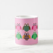 Whimsical Owls on Pink Coffee Cup Koffiemok (Center)