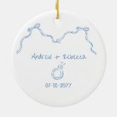 Whimsical paar verloofd handgetekende doodle souve keramisch ornament (Achterkant)