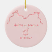 Whimsical paar verloofd handgetekende doodle souve keramisch ornament (Achterkant)