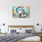 Whimsical Paard en Crescent Moon Canvas Afdruk (Insitu (Slaapkamer))