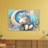 Whimsical Paard en Crescent Moon Canvas Afdruk (Insitu (Woonkamer))