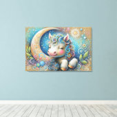 Whimsical Paard en Crescent Moon Canvas Afdruk (Insitu (Houten vloer))
