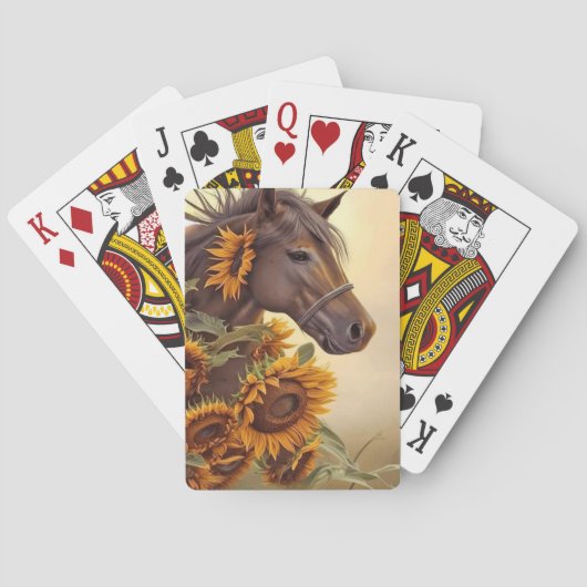 Whimsical Paard in Zonnebloem Pokerkaarten (Achterkant)