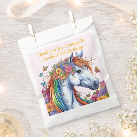 Whimsical Paard Regenboog Bloemen Ruitersport Verj Bedankzakje (Geknipt)