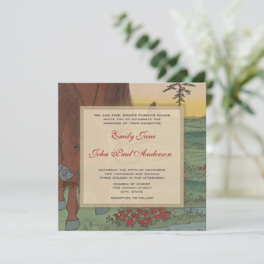 Whimsical Paard Swirl invoegen bruiloft uitnodigin Kaart (Staand voorkant)