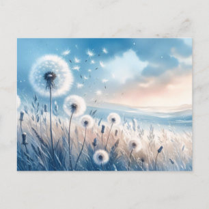 Whimsical Paardenbloem Fluff in de wind Briefkaart