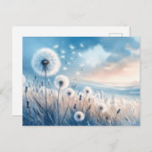 Whimsical Paardenbloem Fluff in de wind Briefkaart (Voorkant / Achterkant)
