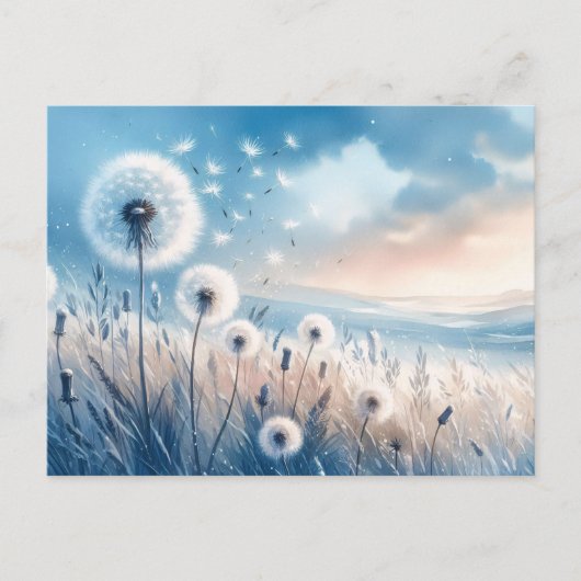 Whimsical Paardenbloem Fluff in de wind Briefkaart (Voorkant)