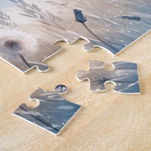 Whimsical Paardenbloem Fluff in de wind Legpuzzel (Zijkant)